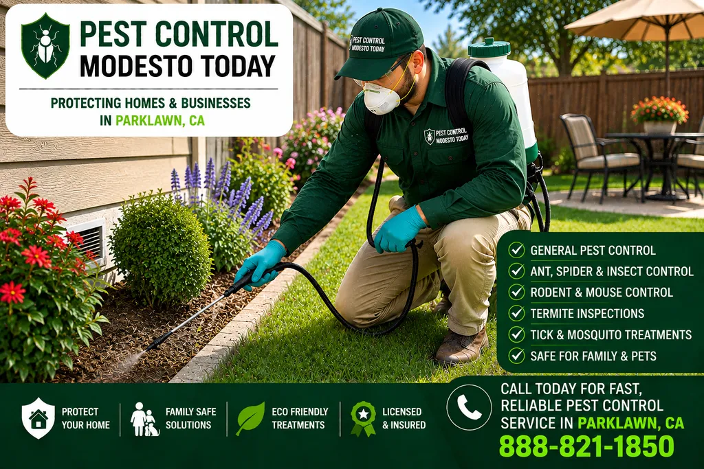 Pest control technician servicing a property in Parklawn, CA